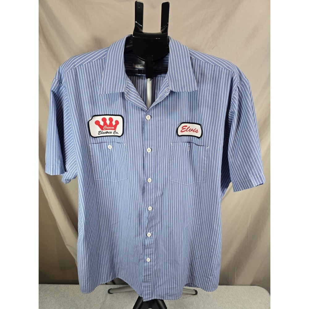 Elvis Presley - "Crown Electric Co" - Blue Shirt - Button Down/Collared - 2X